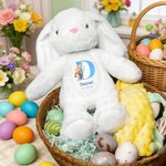 Personalizzato carino acquerello cartoon coniglio fiore Pasqua coniglietto peluche peluche animale giocattolo con nome iniziale e data regalo di compleanno di Pasqua per i bambini