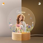 Gepersonaliseerd Bloem Vlinders Foto LED Acryl Nacht Licht Bureau Decor Verjaardag Verjaardag Cadeau voor Besties Zussen