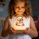 Lámpara de noche LED personalizada con nombre y base de madera para el Día de la Madre, regalo de Navidad para la madre y el niño