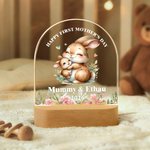 Lámpara de noche LED personalizada con nombre y base de madera para el Día de la Madre, regalo de Navidad para la madre y el niño