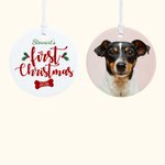 Ornamento in ceramica personalizzato per il primo cane con foto e nome Regalo per l'albero di Natale per gli amanti dei cani Mamma cane papà
