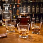 Personalised The Legend Has Retired Whiskey Decanter Glass with Date and Name Retirement Christmas Gift for Grandad