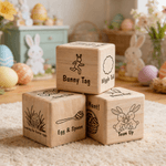 Uovo di Pasqua personalizzato del coniglietto Pollo Dadi di legno Giocattolo di festa divertente Regalo di Pasqua per bambini Adolescenti Famiglia