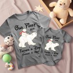 Personalized Polar Bear Father and Daughter Son T-shirt Set Father and Baby Our First Father's Day for Father New Dad Gift