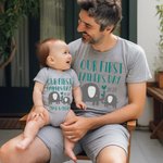 Gepersonaliseerde Olifant Vader en Zoon Dochter T-shirt Set Vader en Baby Onze Eerste Vaderdag voor Vader Nieuwe Vader Cadeau