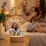Gepersonaliseerd Bloem Vlinders Foto LED Acryl Nacht Licht Bureau Decor Verjaardag Verjaardag Cadeau voor Besties Zussen