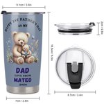 Spersonalizowany kubek Family Bear Happy 1st Father's Day o pojemności 20 uncji ze słomką i szczoteczką Prezent na Dzień Ojca dla taty i dziadka