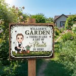 Personalized Vintage Cartoon Character Tinplate Garden Sign with Name Garden Decoration Birthday Gift for Gardening Lovers Grandparents