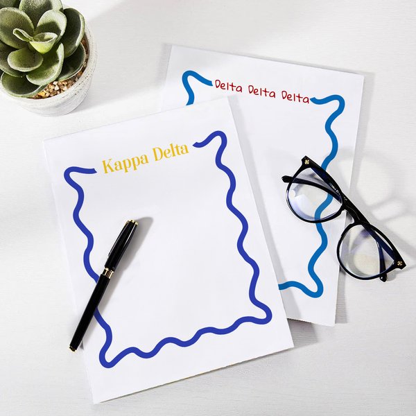 Personalized Colored Sorority Greek Letter 50 Pages Notepad with Sorority Name Stationary Supplies Gift for Girls | Callie × Affinity Licensing