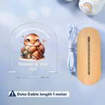 Lámpara de noche LED personalizada con nombre y base de madera para el Día de la Madre, regalo de Navidad para la madre y el niño