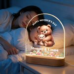 Lámpara de noche LED personalizada con nombre y base de madera para el Día de la Madre, regalo de Navidad para la madre y el niño