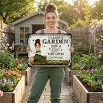 Personalized Vintage Cartoon Character Tinplate Garden Sign with Name Garden Decoration Birthday Gift for Gardening Lovers Grandparents