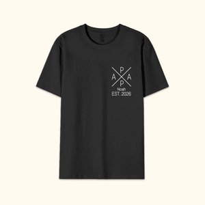 Personalized Papa Monogram Minimalist Style 100% Cotton T-shirt with Name Date Birthday Father's Day Gift for Dad Husband