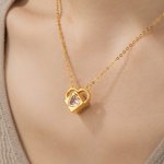Personalisierte Liebe Schloss Herz Birthstone Medaillon Halskette mit Namen zierlichen Schmuck Geburtstag Jahrestag Geschenk für Frauen