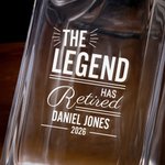 Personalised The Legend Has Retired Whiskey Decanter Glass with Date and Name Retirement Christmas Gift for Grandad