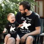 Personalized Polar Bear Father and Daughter Son T-shirt Set Father and Baby Our First Father's Day for Father New Dad Gift