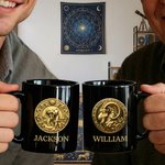 Personalized The Golden Twelve Zodiac Signs Black Ceramic Mug with Name Father's Day Birthday for Him Dad Boyfriend
