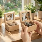 Personalized Angel Halo Photo Pet Fur Keepsake Bottle Wooden Magnetic Box Set with Name and Text Pet Loss Memorial Gift for Pet Owners