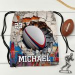 Pelota Deportiva Personalizada Cordón Mochila de Playa Bolsa de Cuerdas con Nombre y Número Actividades al Aire Libre Regalo de Cumpleaños para los Amantes del Deporte