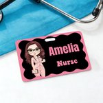 Personalizado Cartoon Character ID Card Badge Buddy con nombre y texto Birthday Appreciation Gift for Nurse Doctor Medical Staff