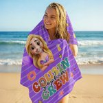 Personlig Cousin Crew Cartoon Character Hurtigtørkende overdimensjonert mikrofiber badehåndkle og snorveske sett med navn Bursdagsgave til familien