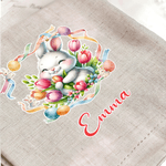 Spersonalizowany wieniec wielkanocny Cute Bunny Lniana serwetka z imieniem Świąteczny wystrój stołu Wielkanocny prezent dla przyjaciół rodziny