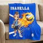 Manta de Voleibol Personalizada con Nombre y Número Regalo de Cumpleaños para Jugadores de Voleibol