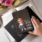 Personalized Cartoon Reading Character Leopard Print Kindle Case with Name for Multiple Models Daily Use Birthday Gift for Book Lover