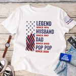Personalized Legend 100% Cotton T-shirt with Family Name and Year Anniversary Birthday Gift for Father Grandfather Husband
