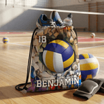 Personalised Ball Sports Drawstring Beach Backpack String Bag with Name and Number Outdoor Activities Birthday Gift for Sports Lovers