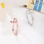 Personlig Dainty Cross Birthstone Sterling Silver Ring Christmas Birthday Baptism Gift for Christians Mothers