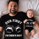 Conjunto personalizado de consola de juegos Camisa a juego para papá y bebé Nuestro primer día del padre Ropa casual diaria Regalo para el padre Nuevo papá