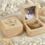 Gepersonaliseerde Angel Halo Photo Pet Fur Keepsake Bottle Houten Magnetische Doos Set met Naam en Tekst Pet Loss Memorial Gift voor Huisdiereigenaren
