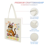 Personalised Don't Touch My Easter Eggs Animal Reusable Canvas Bag with Name Daily Use Easter Gift for Kids Women