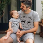 Conjunto personalizado de consola de juegos Camisa a juego para papá y bebé Nuestro primer día del padre Ropa casual diaria Regalo para el padre Nuevo papá
