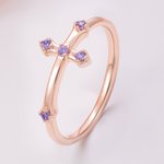Personlig Dainty Cross Birthstone Sterling Silver Ring Christmas Birthday Baptism Gift for Christians Mothers