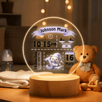 Personalised Cute Bear Pattern Initial LED Night Light with Name and Wooden Base Nursery Room Decor Birthday Gift for Newborns