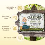 Personalized Vintage Cartoon Character Tinplate Garden Sign with Name Garden Decoration Birthday Gift for Gardening Lovers Grandparents