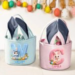 Personalisierter gestreifter 3D-Buchstaben-Effekt Osterkorb mit Hasenohren Osterhasenmotiv und Namen Ostern Geschenk für Kinder