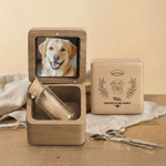 Personalized Angel Halo Photo Pet Fur Keepsake Bottle Wooden Magnetic Box Set with Name and Text Pet Loss Memorial Gift for Pet Owners