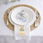 Spersonalizowany wieniec wielkanocny Cute Bunny Lniana serwetka z imieniem Świąteczny wystrój stołu Wielkanocny prezent dla przyjaciół rodziny