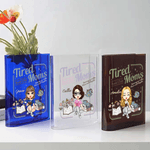 Vase à livres transparent personnalisé avec nom Cadeau de fête des mères pour les femmes aimant les livres