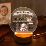 Personalised Cute Bear Pattern Initial LED Night Light with Name and Wooden Base Nursery Room Decor Birthday Gift for Newborns