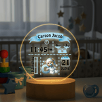 Personalised Cute Bear Pattern Initial LED Night Light with Name and Wooden Base Nursery Room Decor Birthday Gift for Newborns