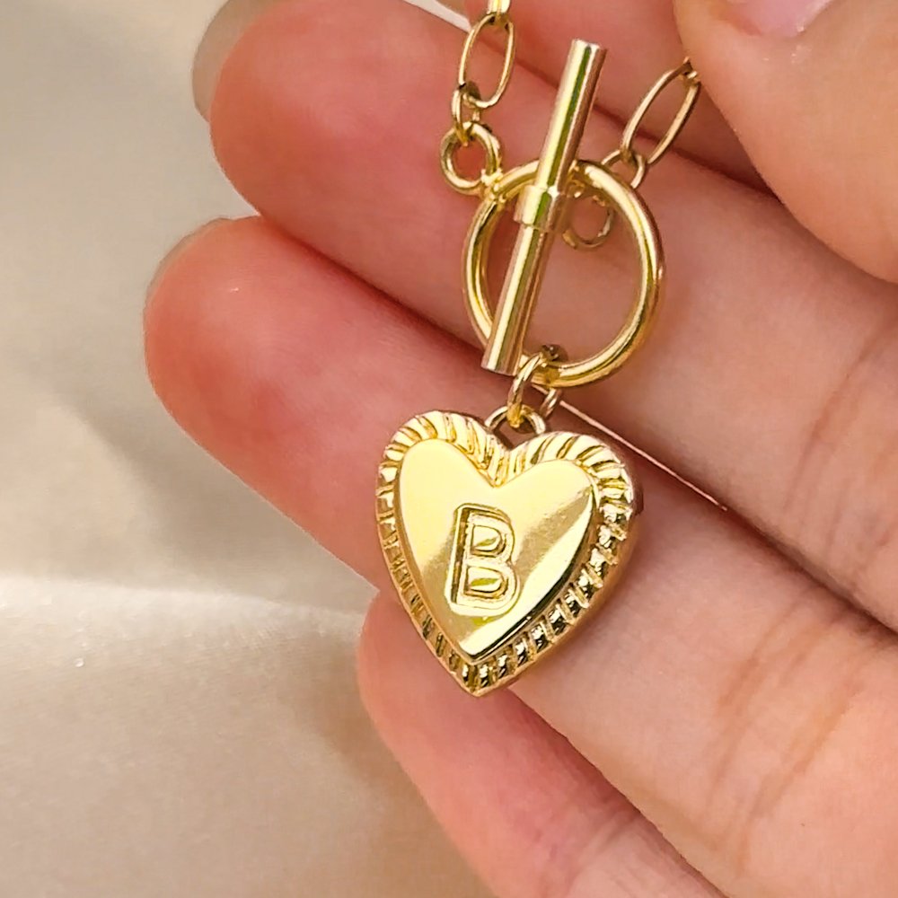 Personalized Heart Initial Toggle Necklace Exquisite Jewelry Birthday Mother's Day Anniversary Valentine's Day Gift for Women 5