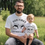 Conjunto personalizado de consola de juegos Camisa a juego para papá y bebé Nuestro primer día del padre Ropa casual diaria Regalo para el padre Nuevo papá