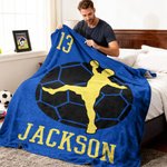 Personalisierte weiche Decke mit Handballspieler-Motiv Namen und Nummer Zimmer Deko Geburtstagsgeschenk für Handball-Enthusiasten 2