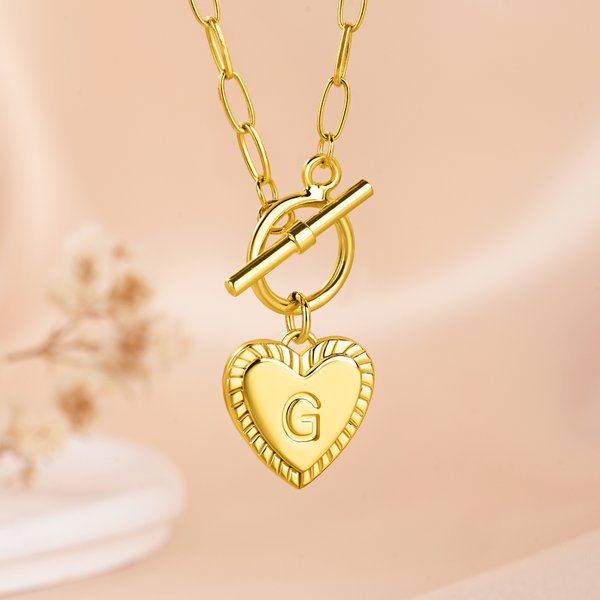 Personalized Heart Initial Toggle Necklace Exquisite Jewellery Birthday Mother's Day Anniversary Valentine's Day Gift for Women
