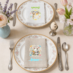 Spersonalizowany wieniec wielkanocny Cute Bunny Lniana serwetka z imieniem Świąteczny wystrój stołu Wielkanocny prezent dla przyjaciół rodziny