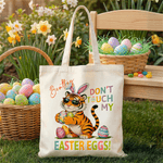 Personalised Don't Touch My Easter Eggs Animal Reusable Canvas Bag with Name Daily Use Easter Gift for Kids Women